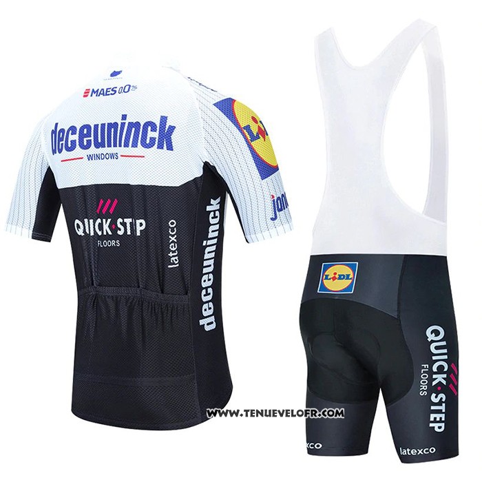 2020 Maillot Ciclismo Deceuninck Quick Step Blanc Noir Manches Courtes et Cuissard